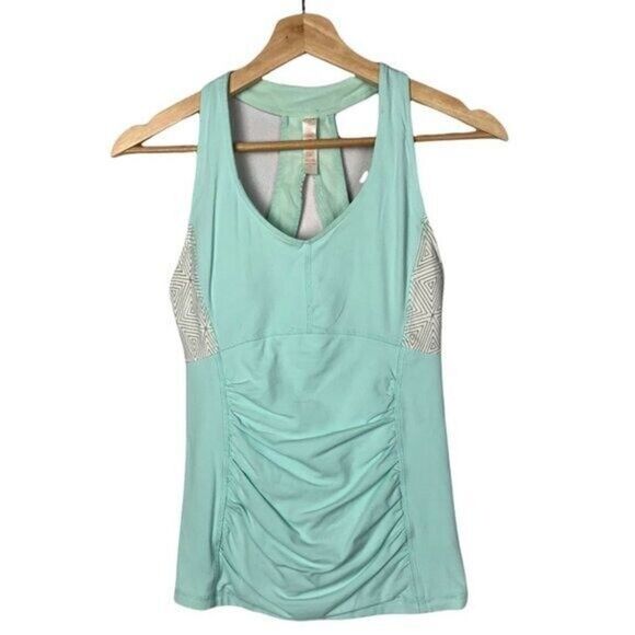 Lucy Activewear Light Blue Ruched Middle Racerback Athletic Tank Top S - Picture 1 of 7